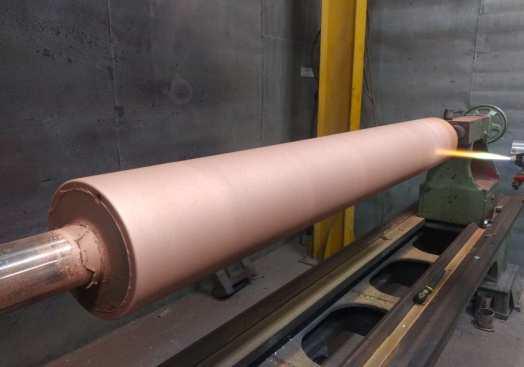 Copper HVOF Spray on Roller